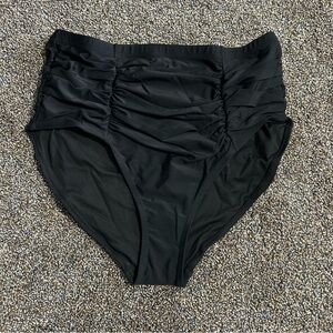 NWT Adore Me 2X black high waisted ruched bathing suit bikini bottoms swim